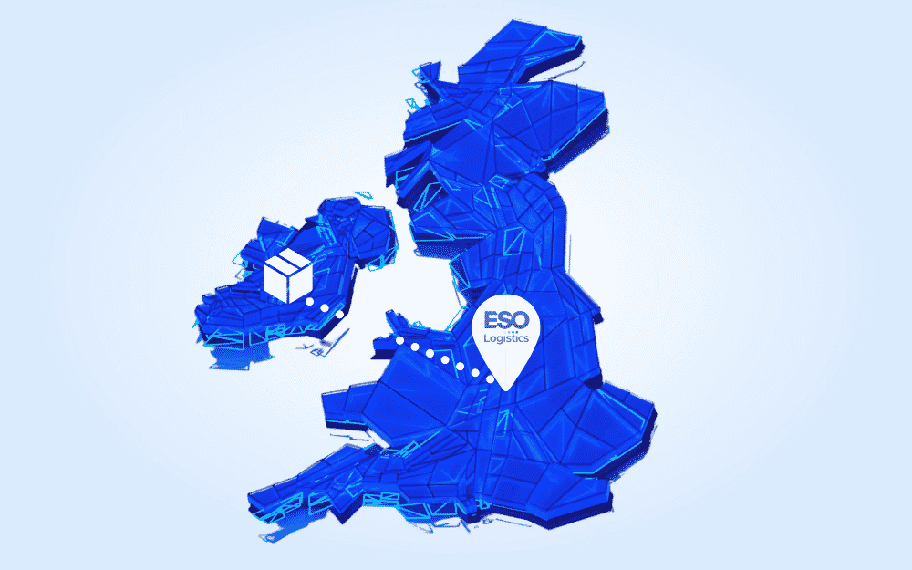 ESO Logistics Shipping to Ireland from UK map graphic