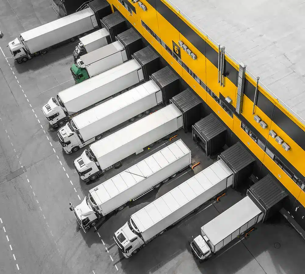 aerial-view-trucks-loading-distribution-hub